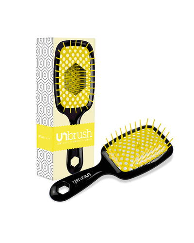 UNbrush Detangling Hair Brush in Sun Ceremony Yellow with packaging